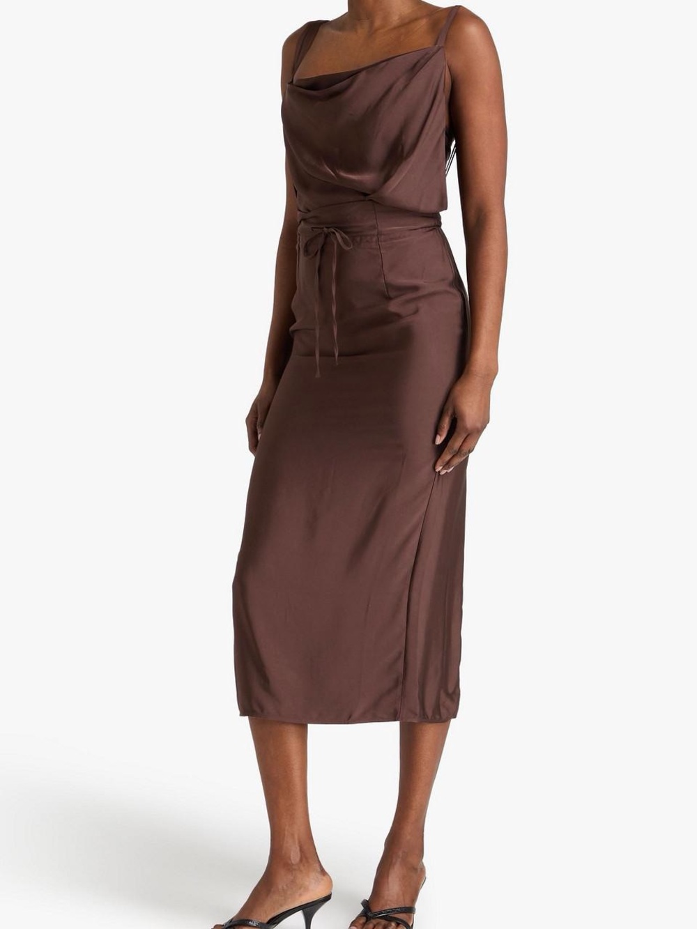 Jacquemus Brown Satin La Robe Tablier Midi Dress
